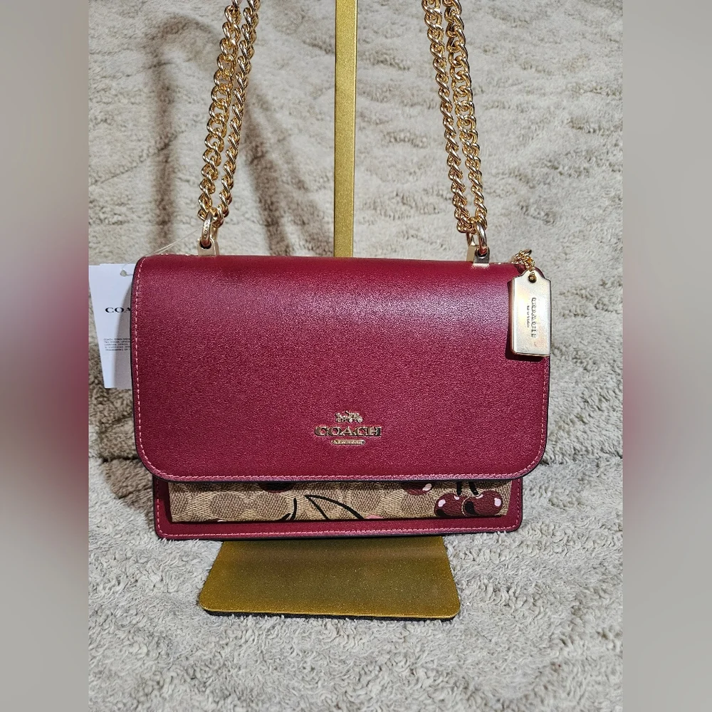 Coach NWTS Signature Cherry Klare Red and Gold Crossbody Bag - Picture 3 of 16